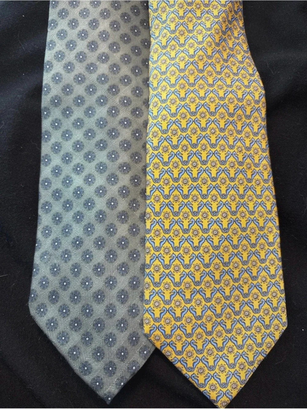 Jos. A. Bank Two-Tie Set in Yellow and Gray Patterned Silk